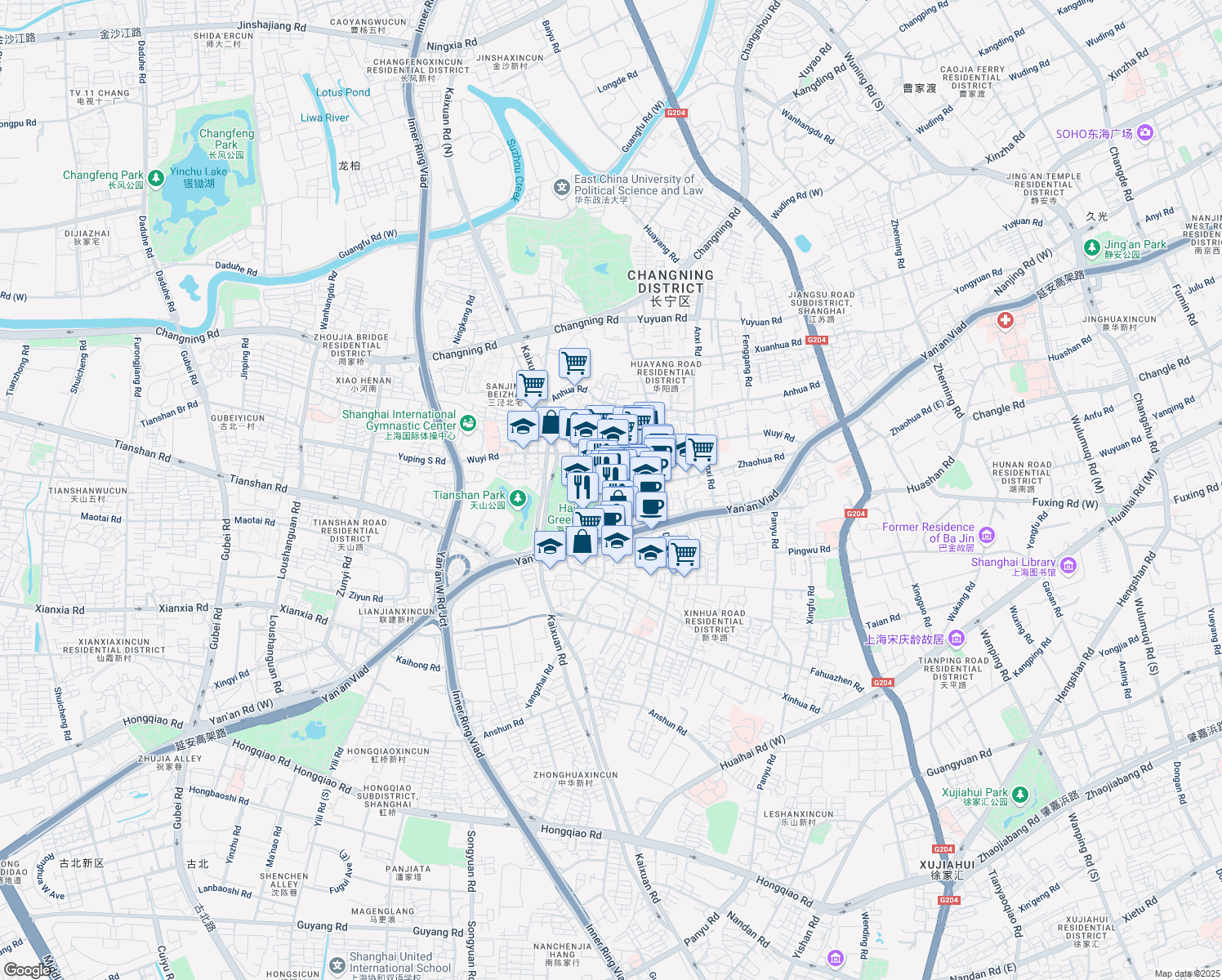 map of restaurants, bars, coffee shops, grocery stores, and more near in 