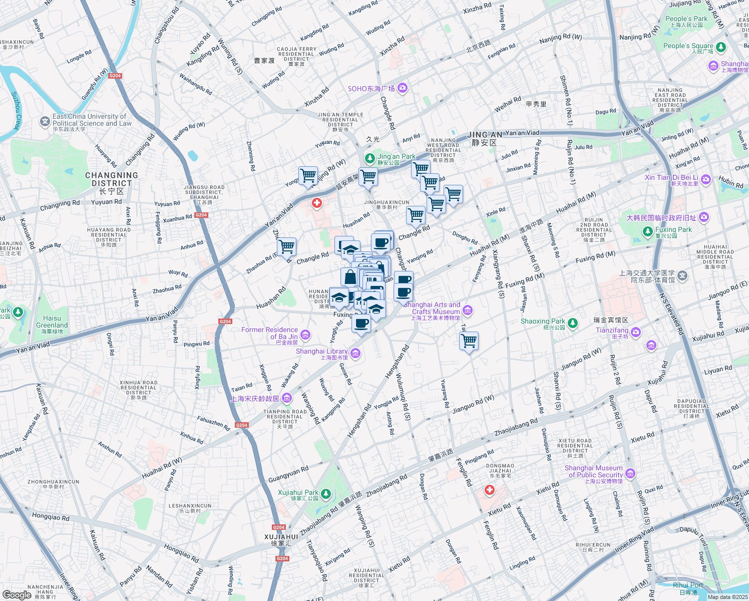 map of restaurants, bars, coffee shops, grocery stores, and more near in 