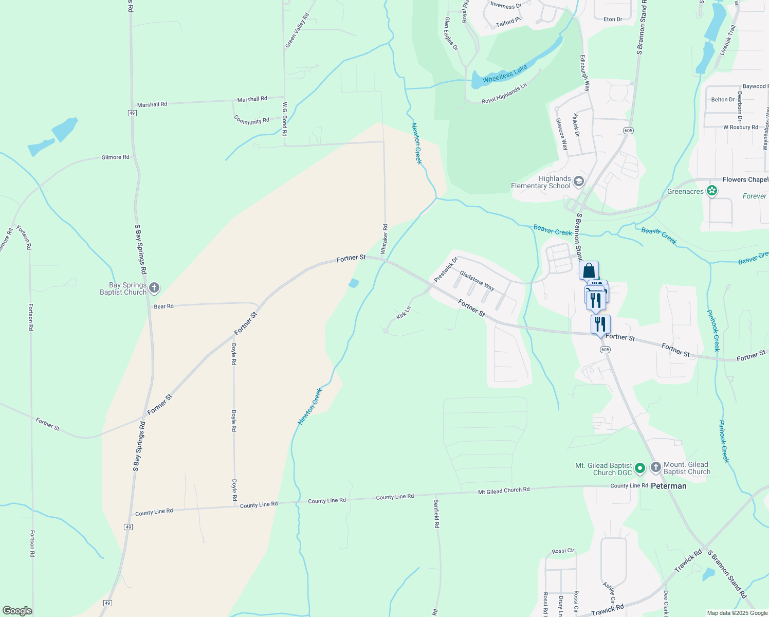 map of restaurants, bars, coffee shops, grocery stores, and more near 237 Kirk Lane in Dothan