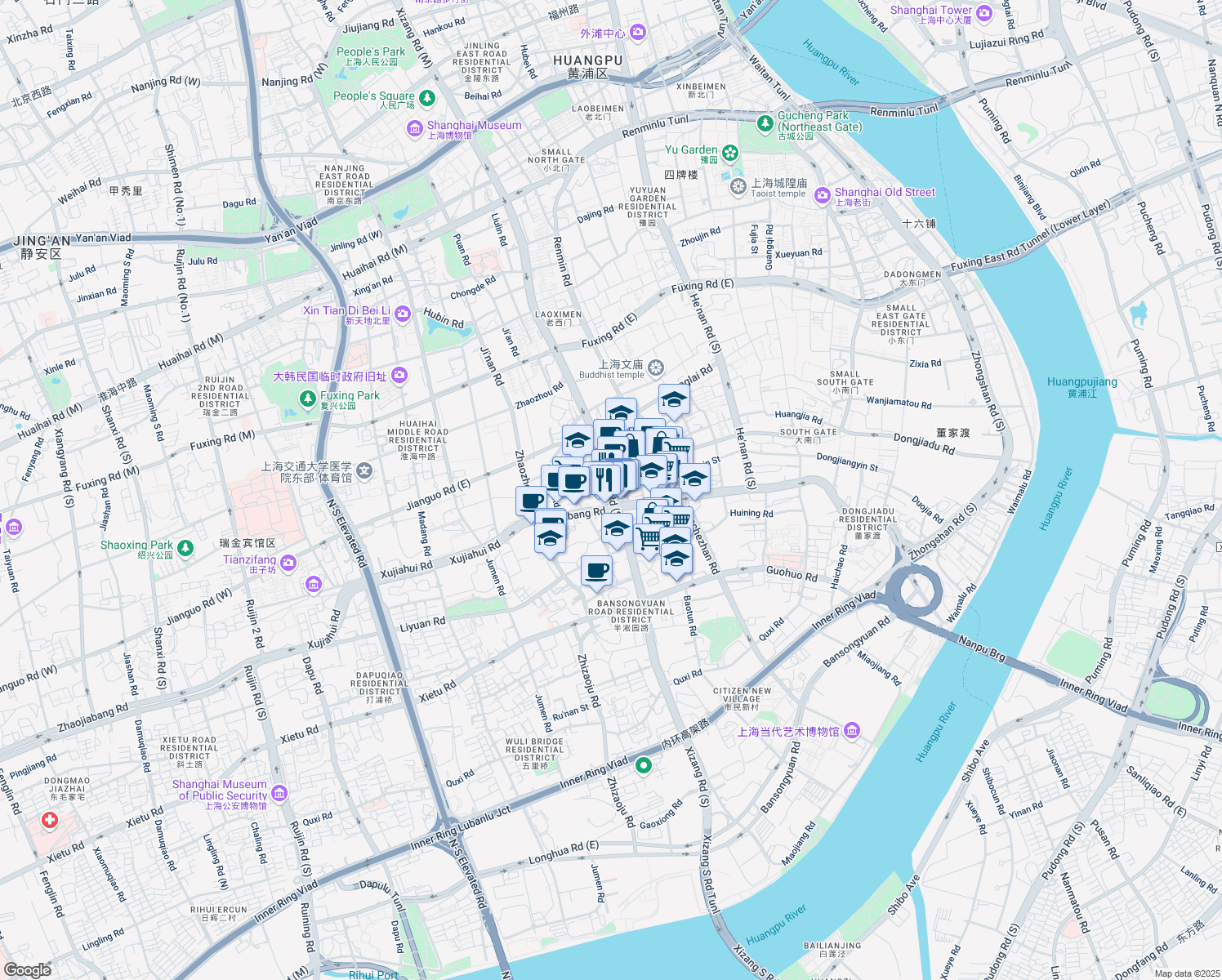 map of restaurants, bars, coffee shops, grocery stores, and more near in 