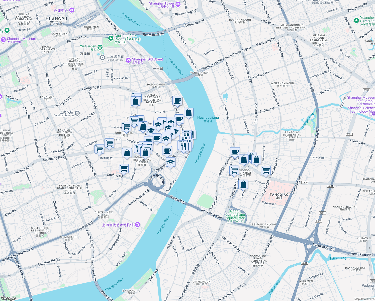 map of restaurants, bars, coffee shops, grocery stores, and more near in 