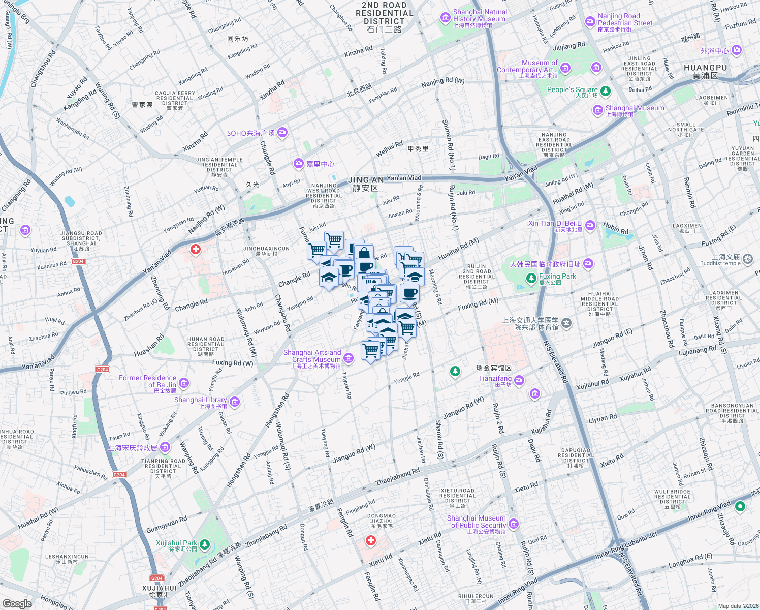 map of restaurants, bars, coffee shops, grocery stores, and more near in 