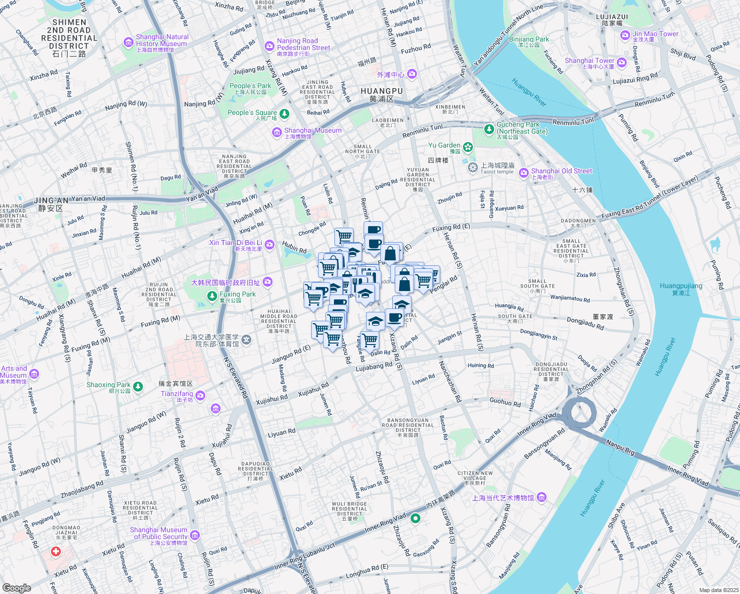 map of restaurants, bars, coffee shops, grocery stores, and more near in 