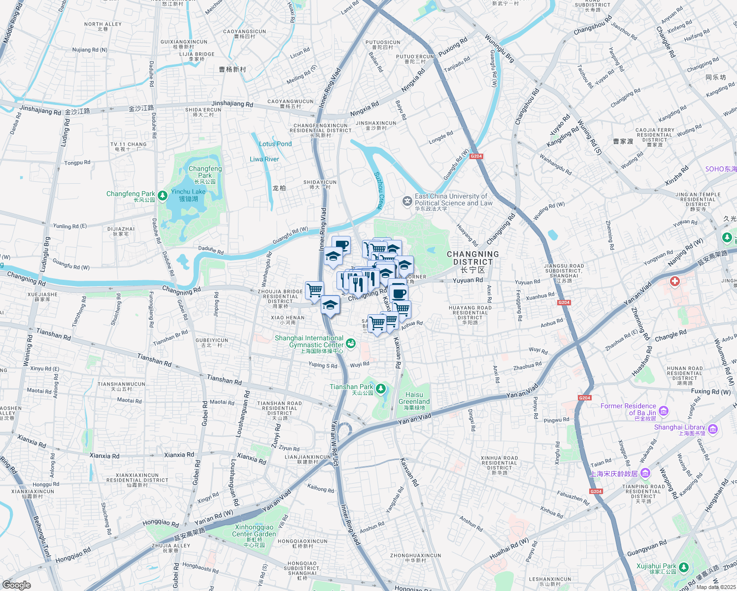 map of restaurants, bars, coffee shops, grocery stores, and more near in 