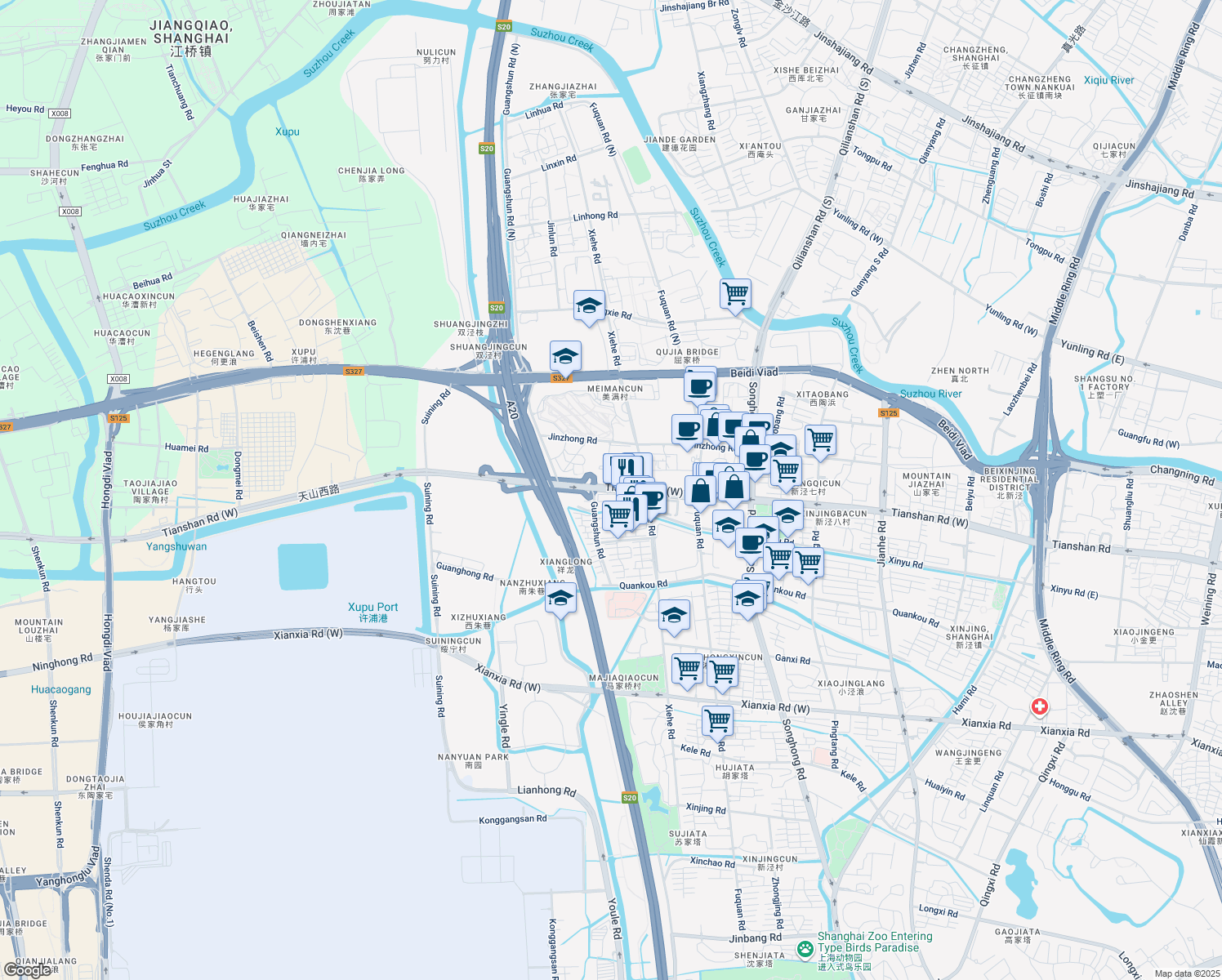 map of restaurants, bars, coffee shops, grocery stores, and more near in 
