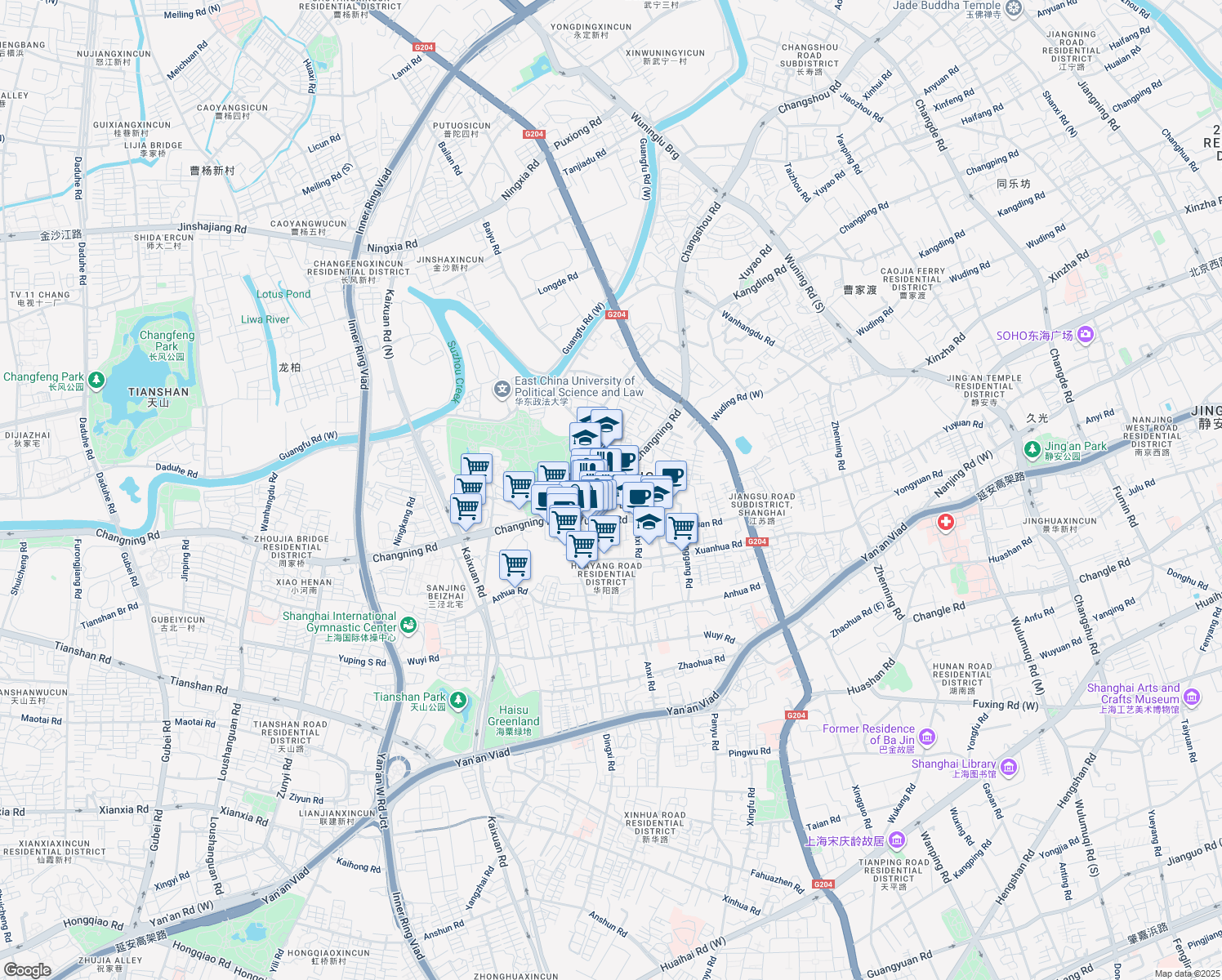 map of restaurants, bars, coffee shops, grocery stores, and more near in 
