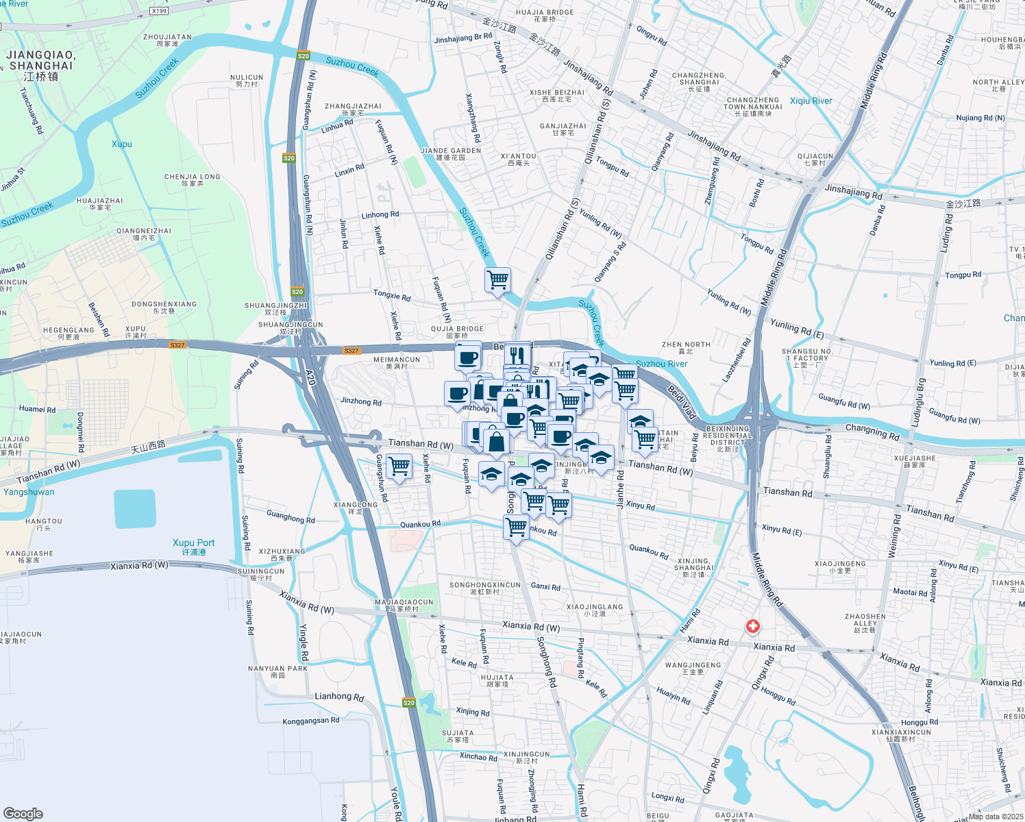 map of restaurants, bars, coffee shops, grocery stores, and more near in 
