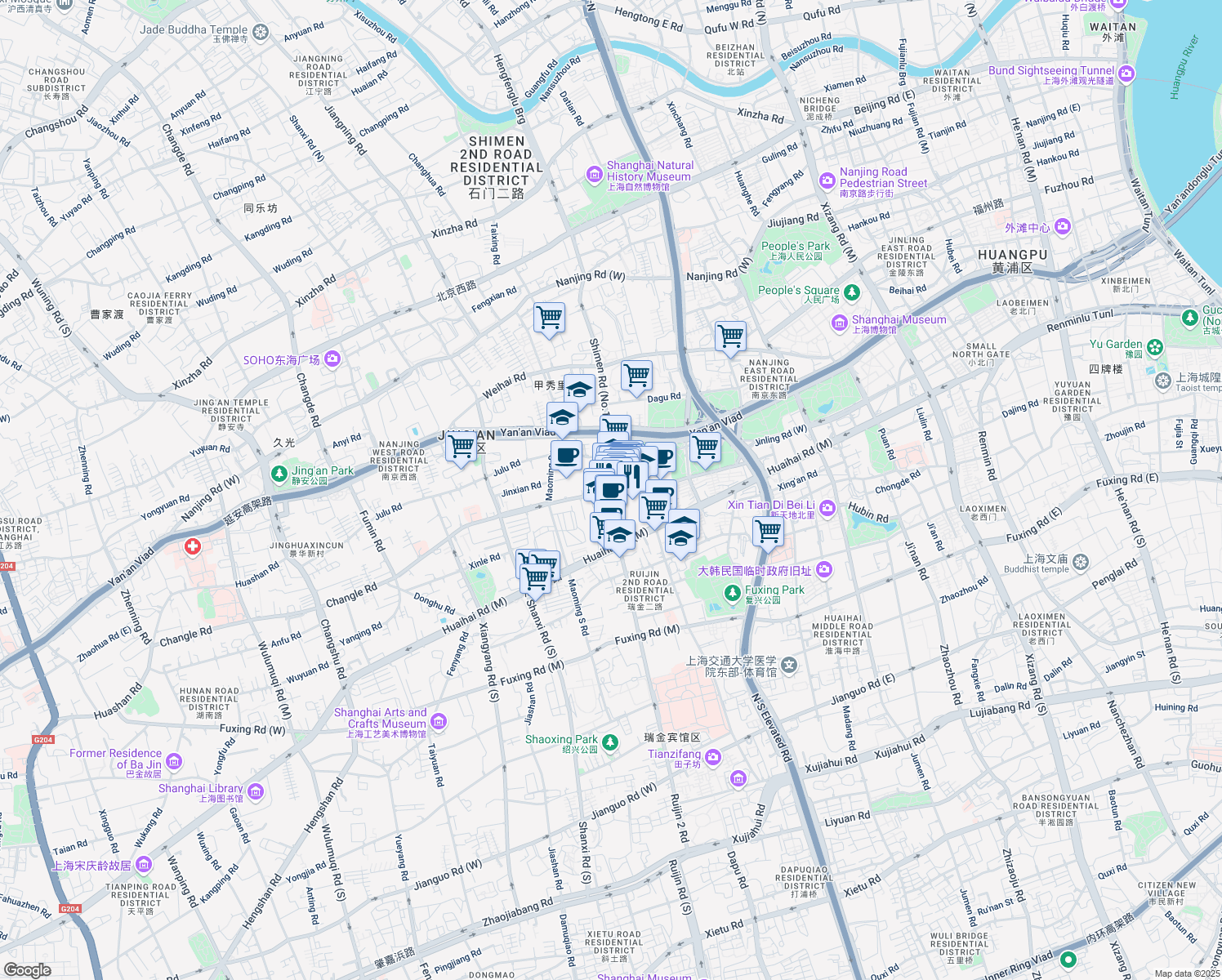 map of restaurants, bars, coffee shops, grocery stores, and more near in 
