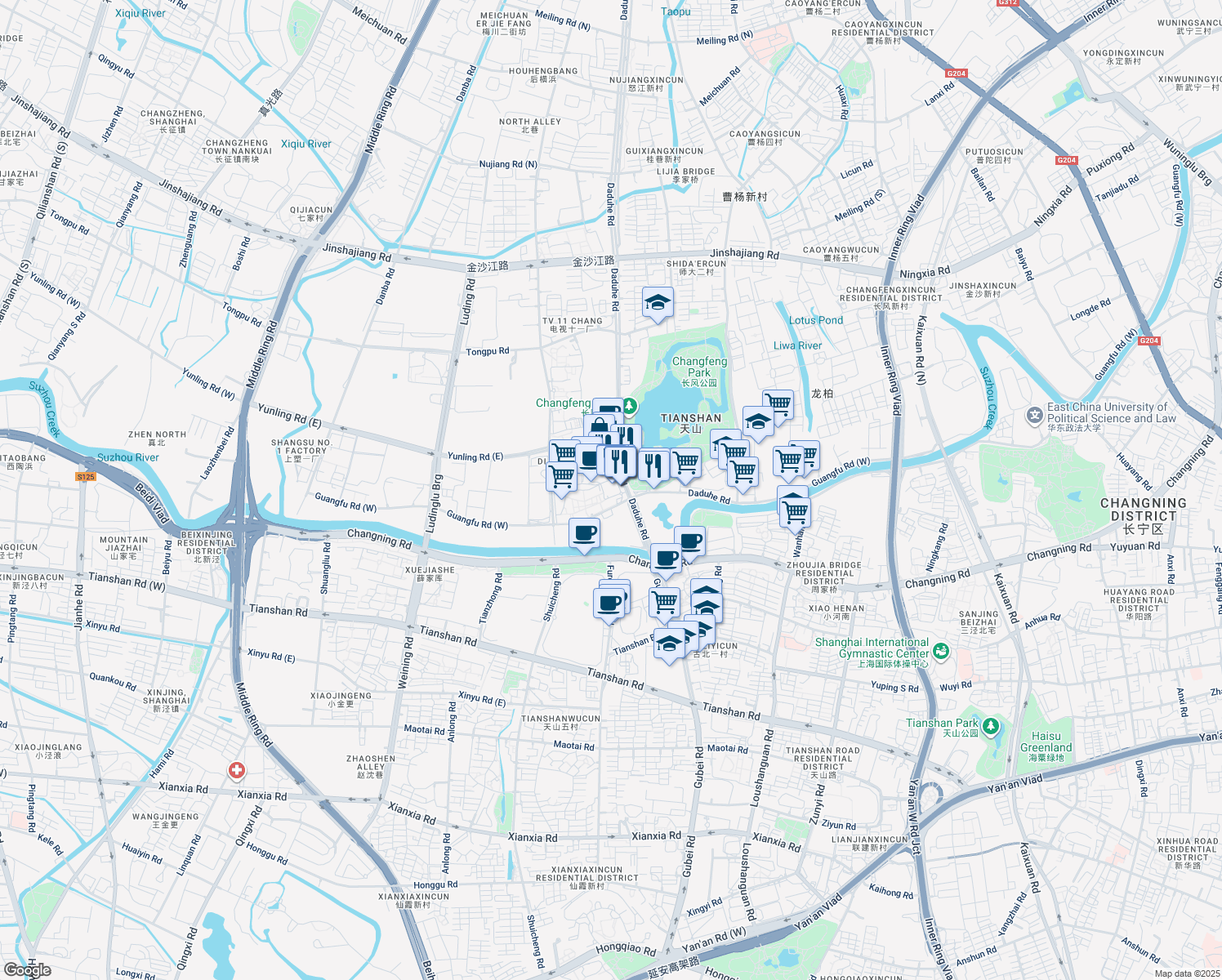 map of restaurants, bars, coffee shops, grocery stores, and more near in 