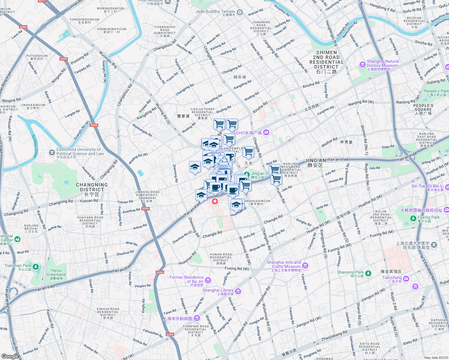 map of restaurants, bars, coffee shops, grocery stores, and more near in 