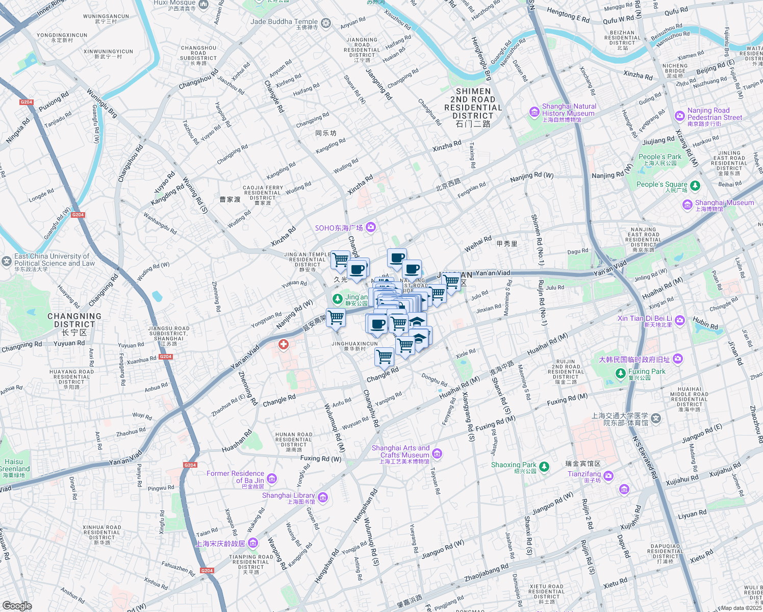 map of restaurants, bars, coffee shops, grocery stores, and more near in 