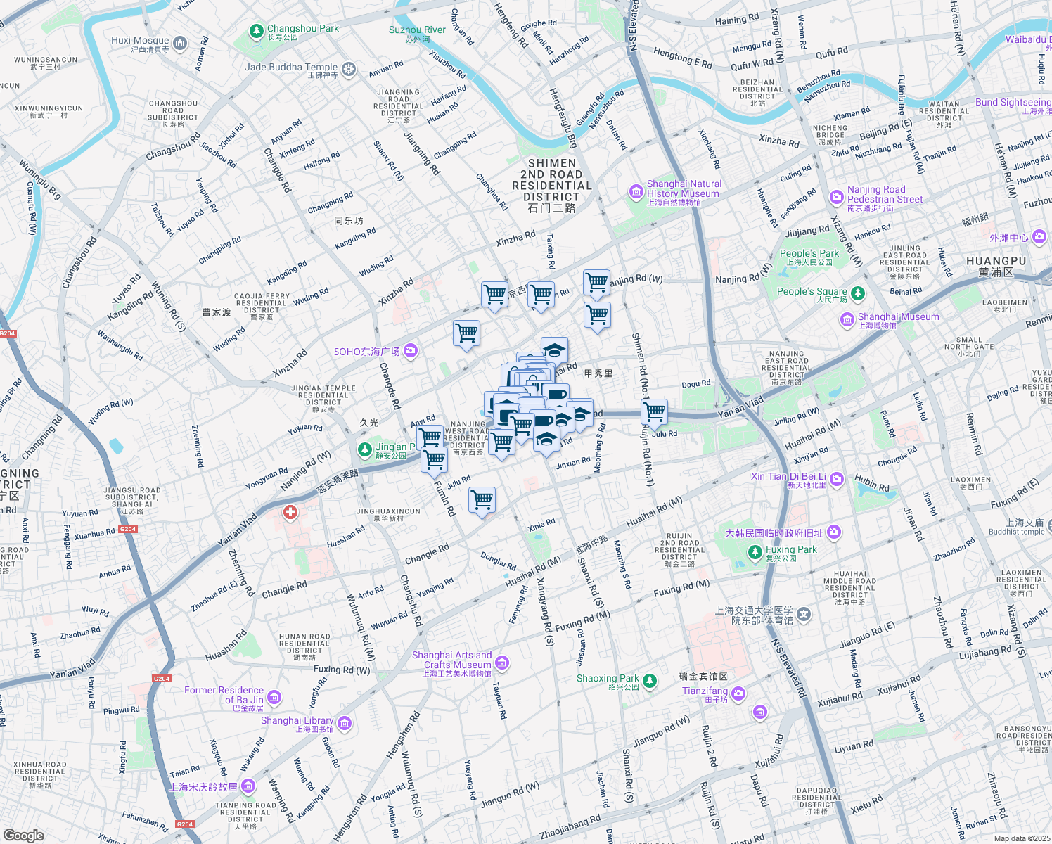 map of restaurants, bars, coffee shops, grocery stores, and more near in 