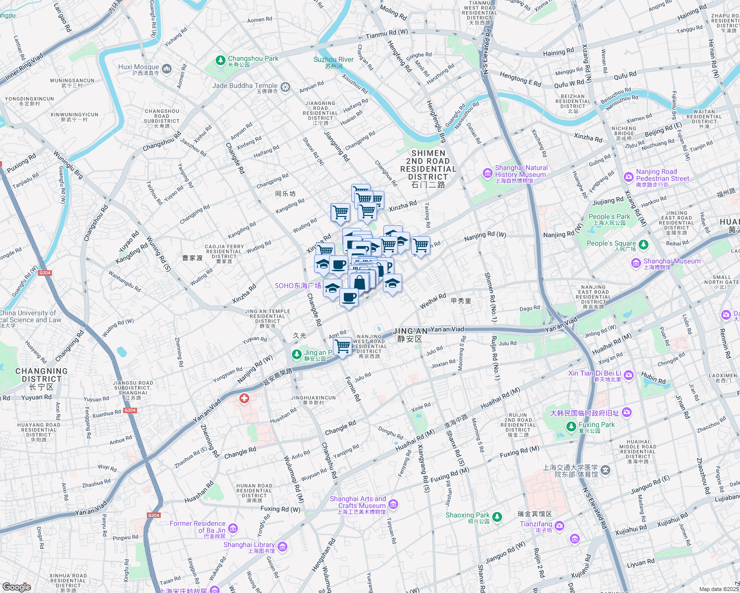 map of restaurants, bars, coffee shops, grocery stores, and more near in 
