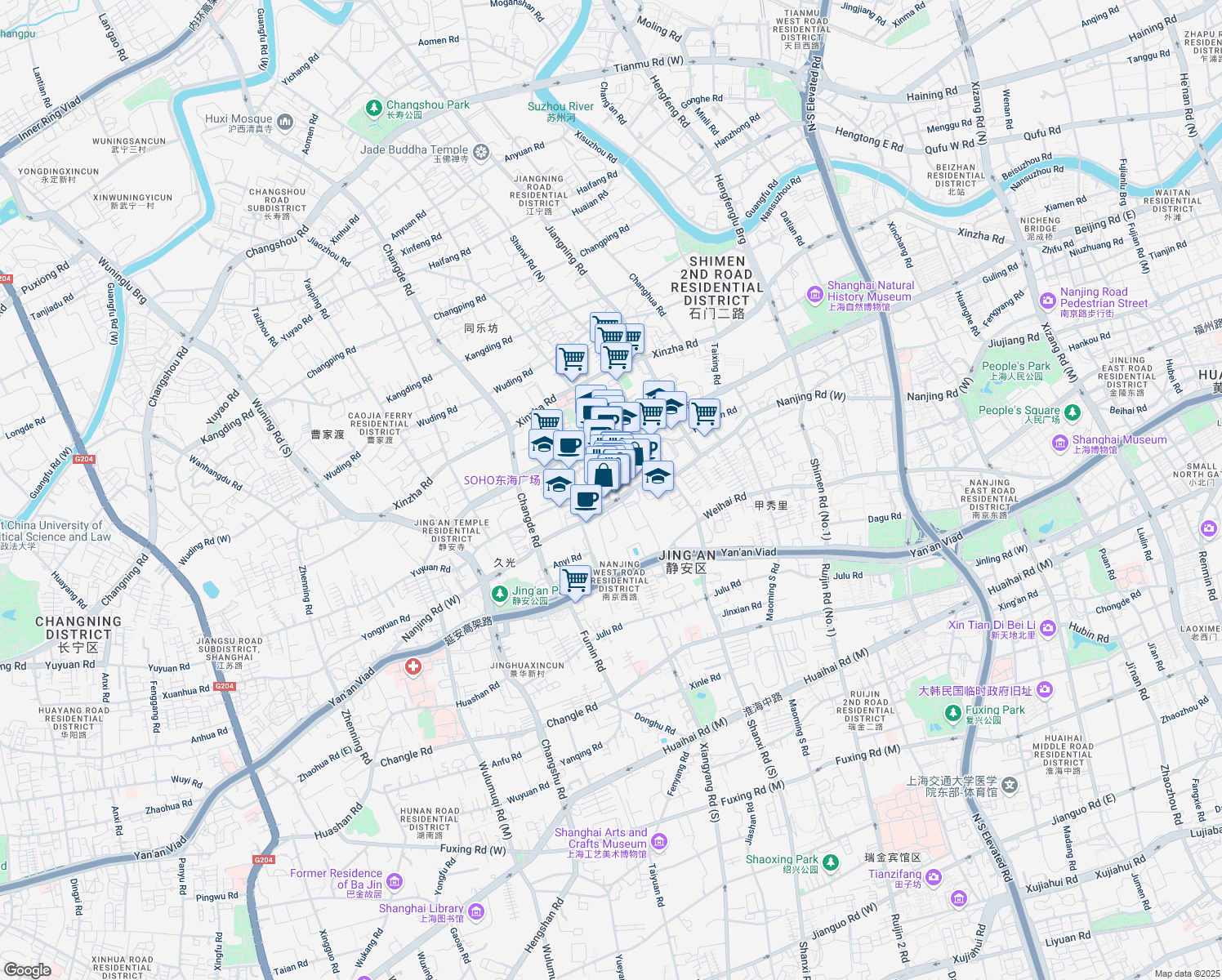 map of restaurants, bars, coffee shops, grocery stores, and more near in 