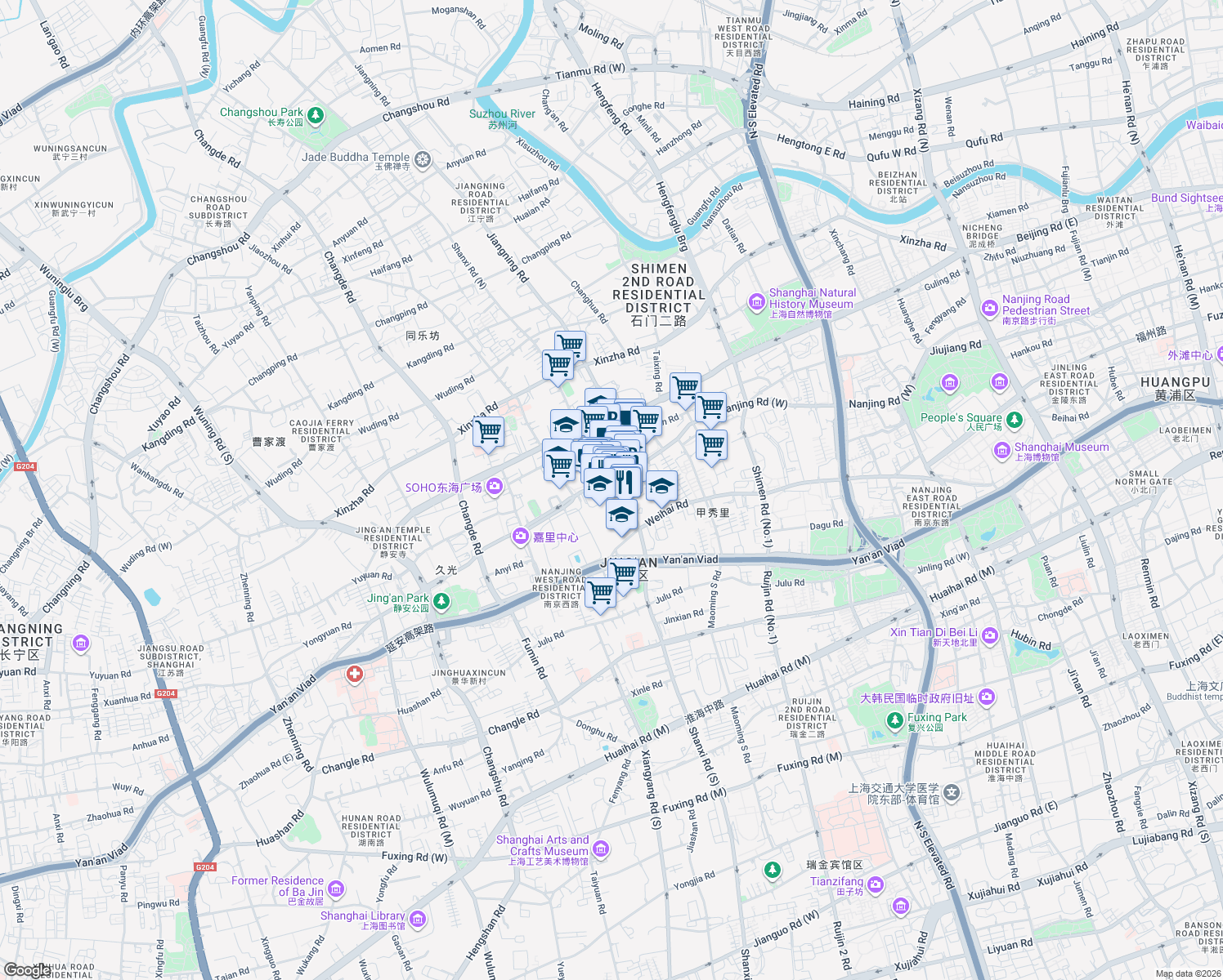 map of restaurants, bars, coffee shops, grocery stores, and more near in 