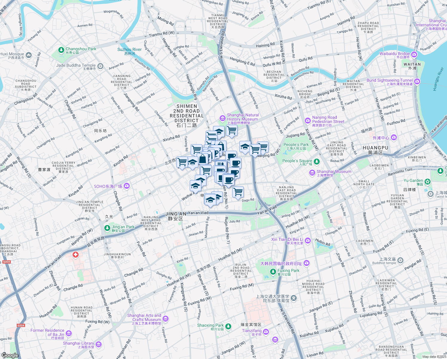map of restaurants, bars, coffee shops, grocery stores, and more near in 