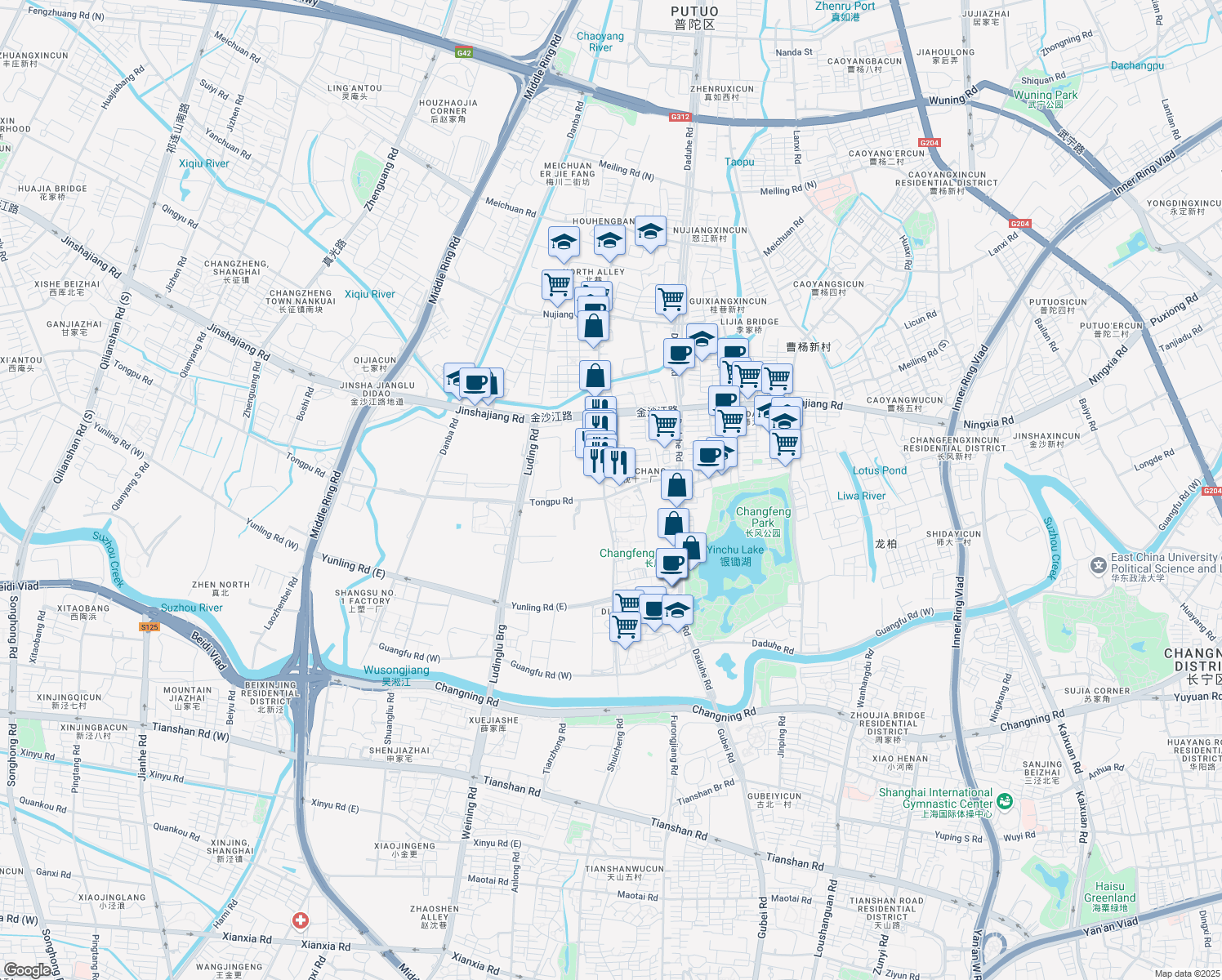 map of restaurants, bars, coffee shops, grocery stores, and more near in 
