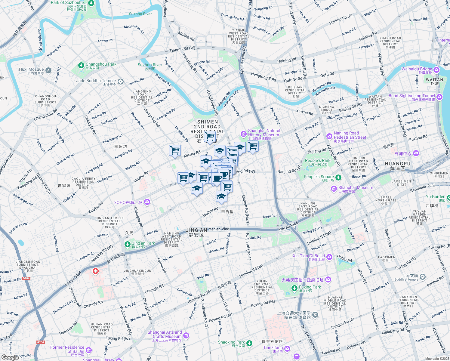 map of restaurants, bars, coffee shops, grocery stores, and more near in 