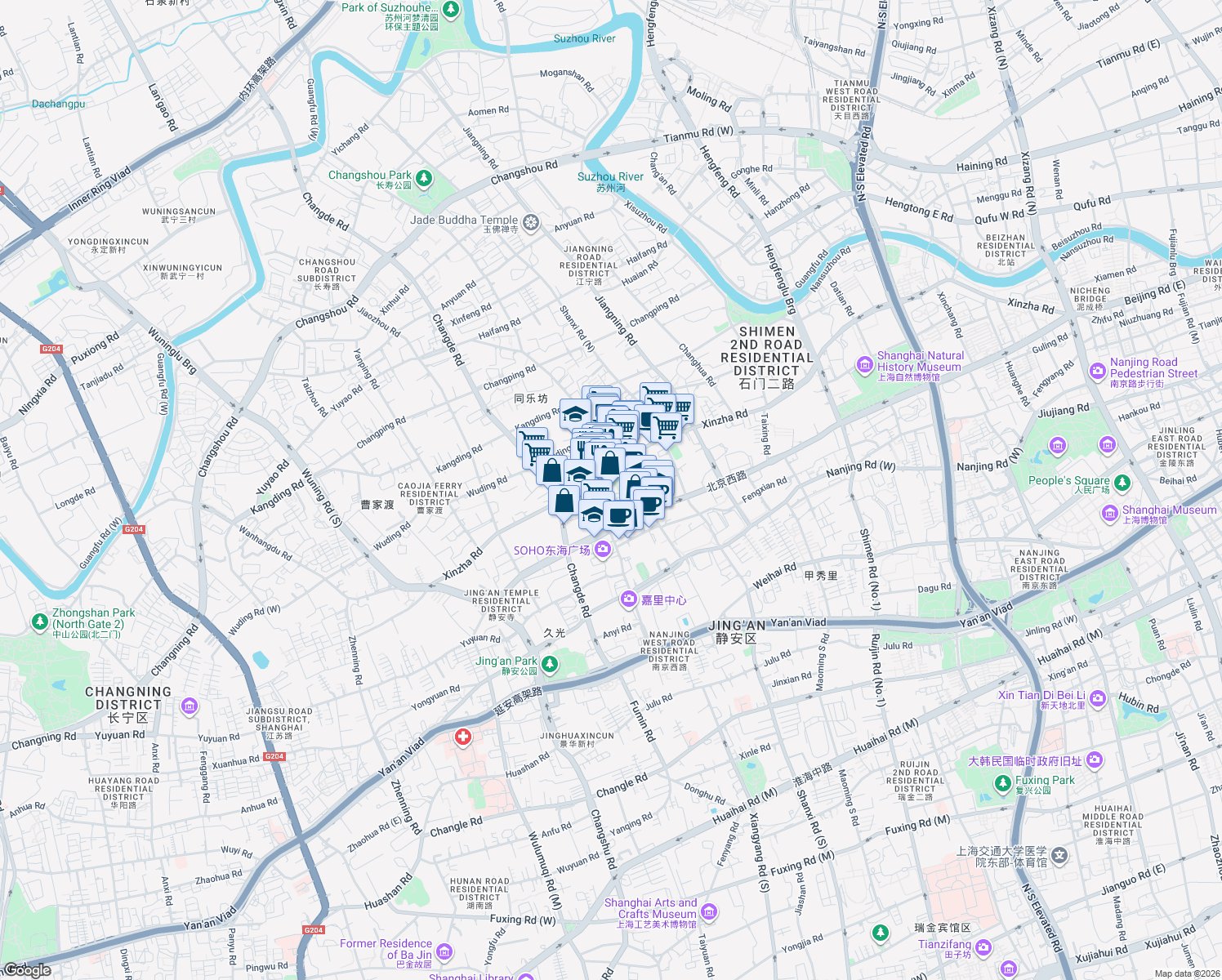 map of restaurants, bars, coffee shops, grocery stores, and more near in 
