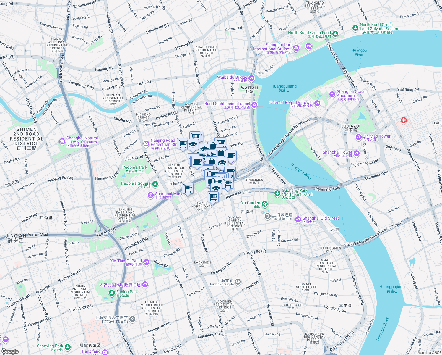 map of restaurants, bars, coffee shops, grocery stores, and more near in 