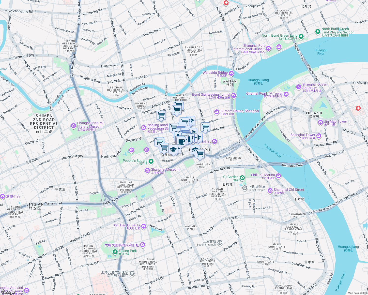 map of restaurants, bars, coffee shops, grocery stores, and more near in 