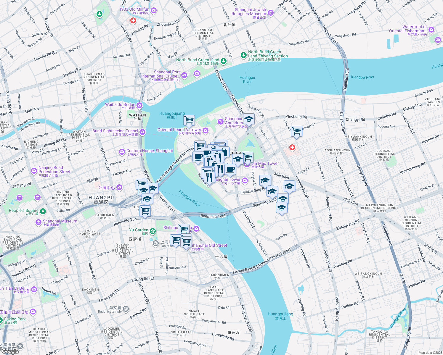 map of restaurants, bars, coffee shops, grocery stores, and more near in 