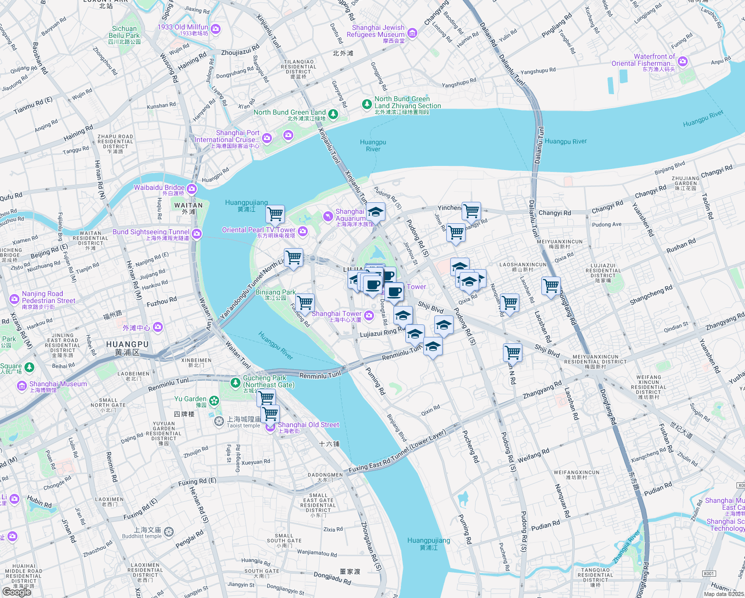 map of restaurants, bars, coffee shops, grocery stores, and more near in 