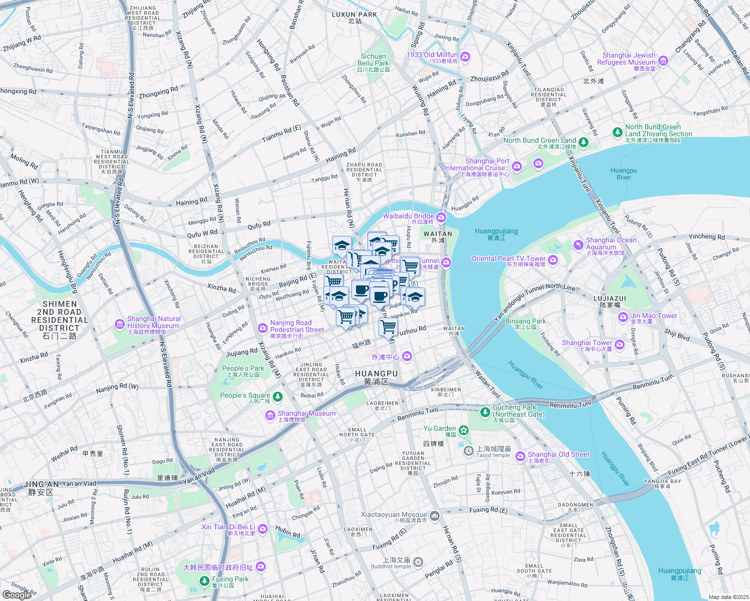 map of restaurants, bars, coffee shops, grocery stores, and more near in 