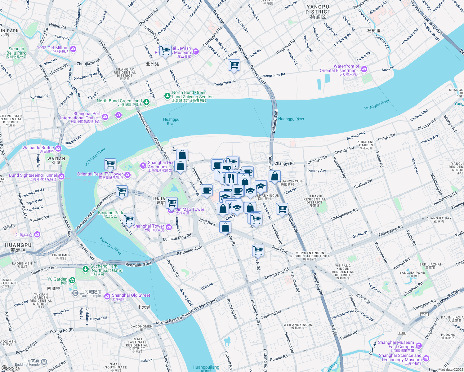 map of restaurants, bars, coffee shops, grocery stores, and more near in 