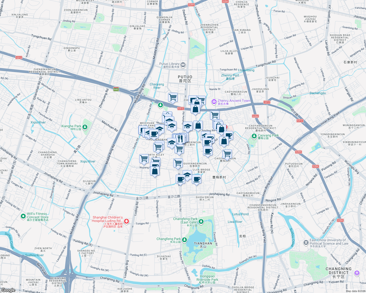 map of restaurants, bars, coffee shops, grocery stores, and more near in 