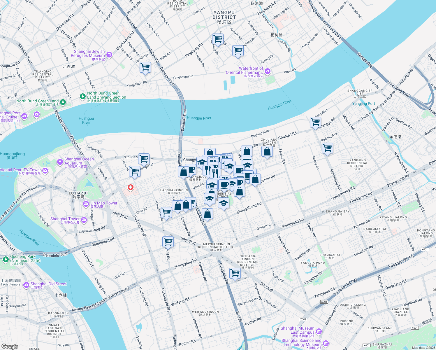 map of restaurants, bars, coffee shops, grocery stores, and more near in 