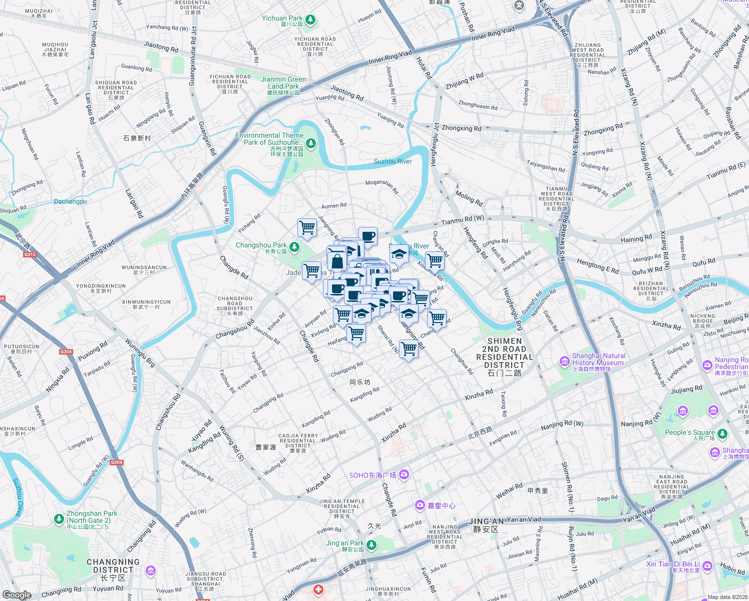 map of restaurants, bars, coffee shops, grocery stores, and more near in 
