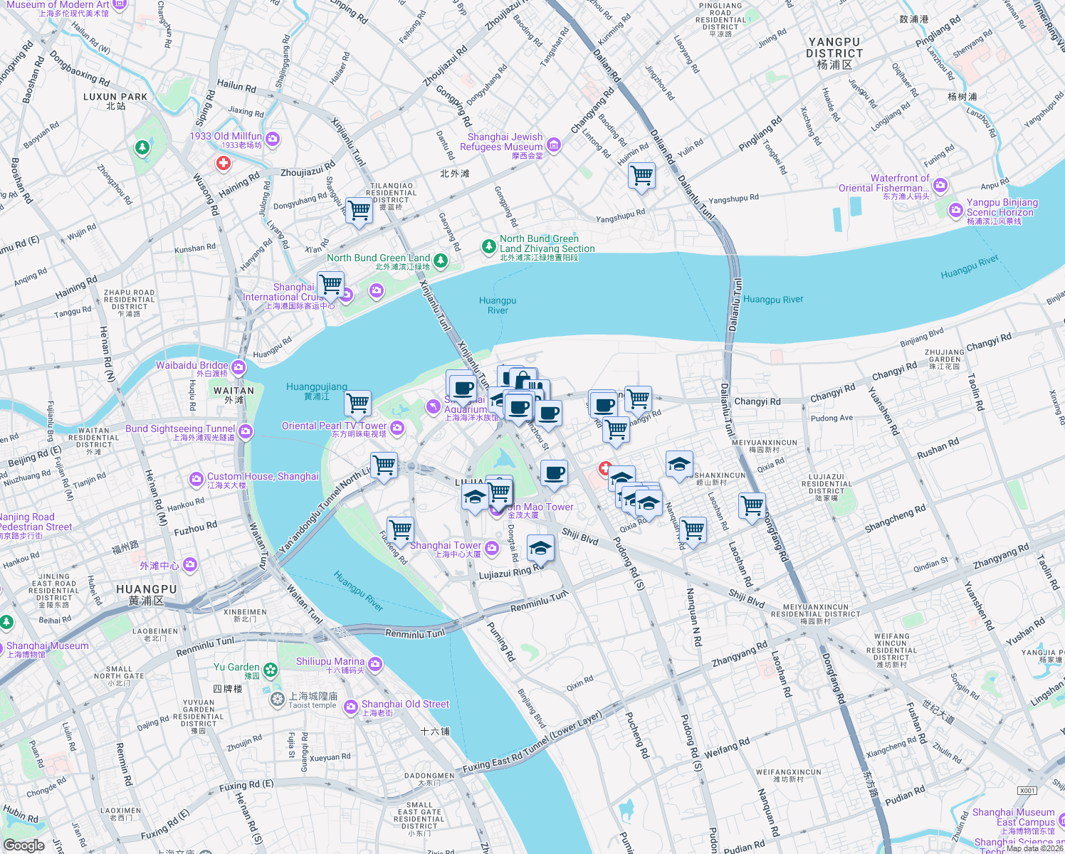 map of restaurants, bars, coffee shops, grocery stores, and more near in 