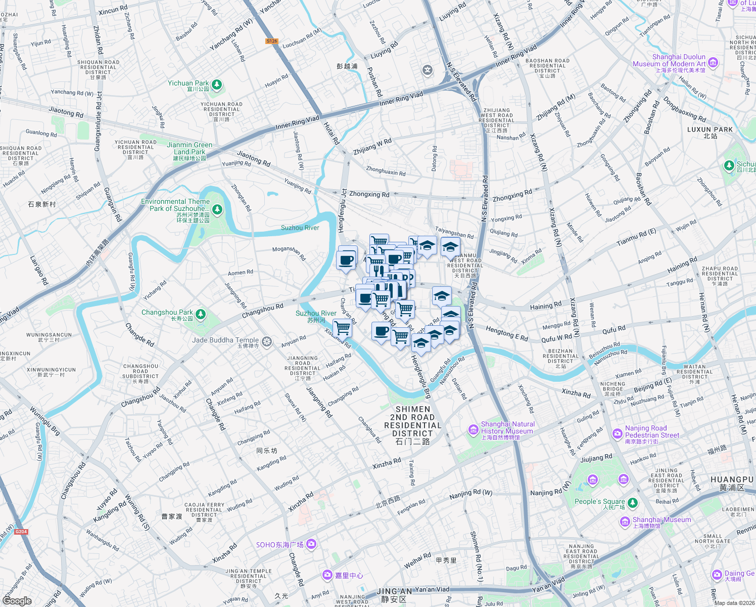 map of restaurants, bars, coffee shops, grocery stores, and more near in 