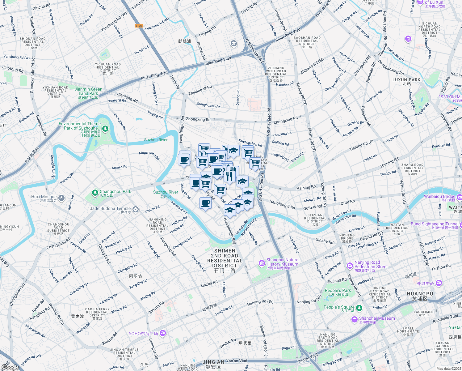 map of restaurants, bars, coffee shops, grocery stores, and more near in 