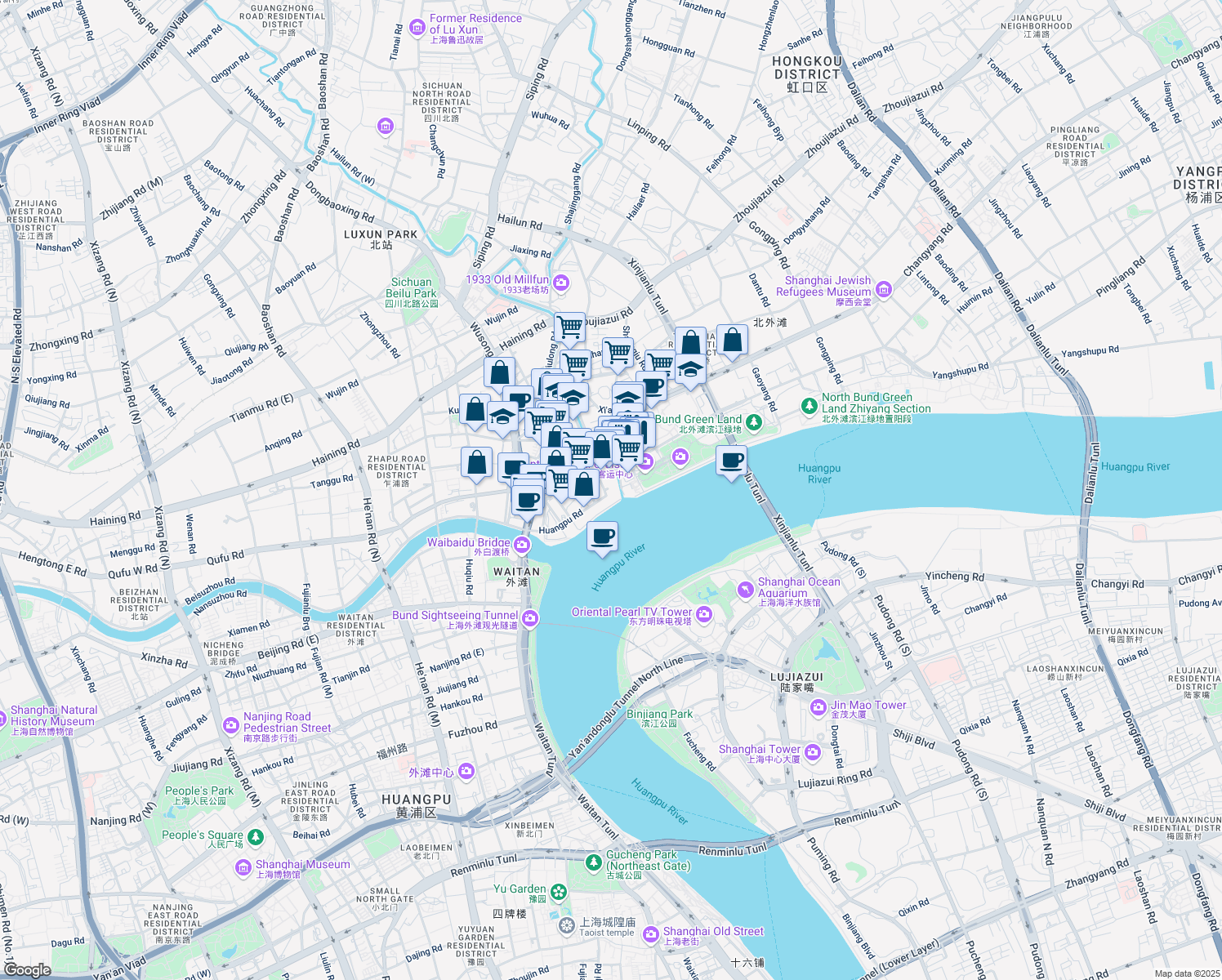 map of restaurants, bars, coffee shops, grocery stores, and more near in 