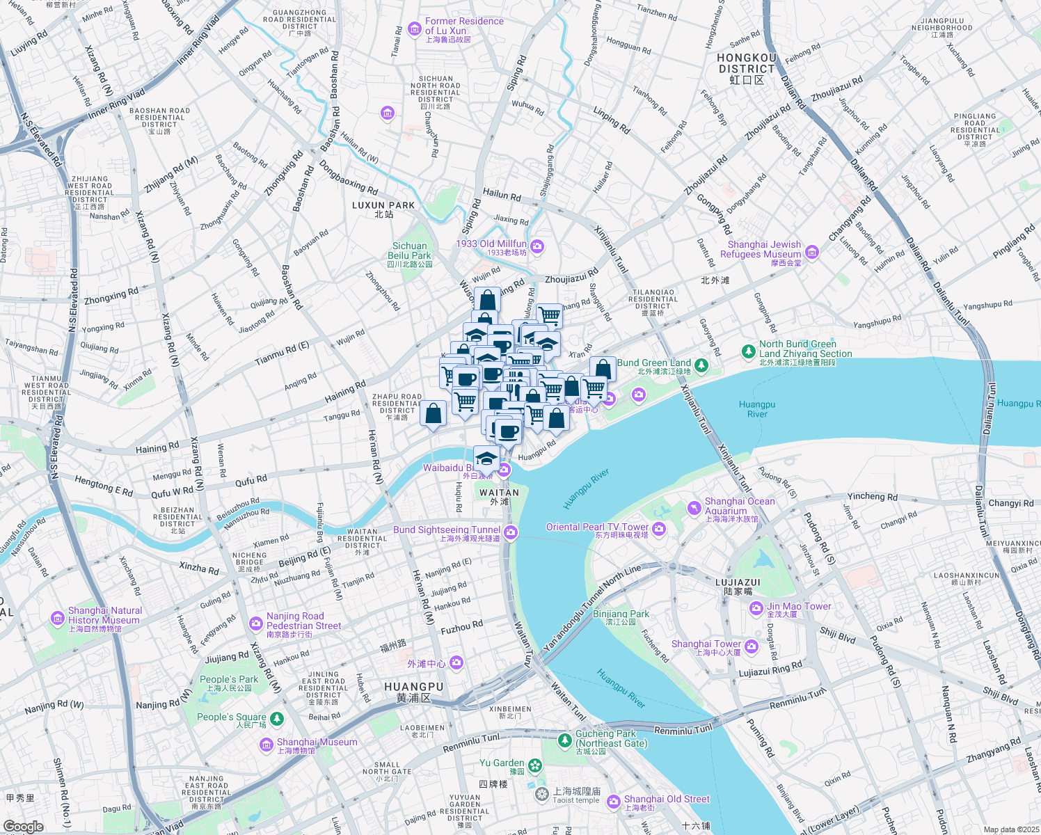 map of restaurants, bars, coffee shops, grocery stores, and more near in 
