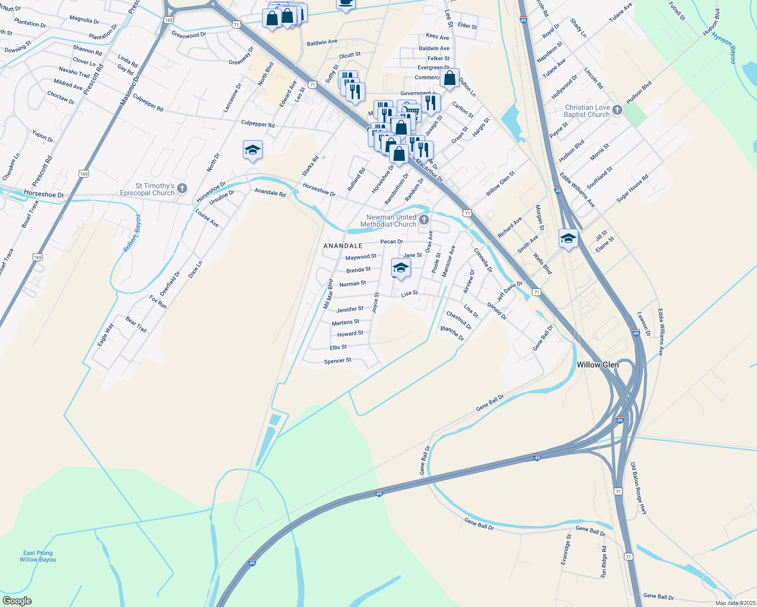 map of restaurants, bars, coffee shops, grocery stores, and more near 6211 Joyce St in Alexandria
