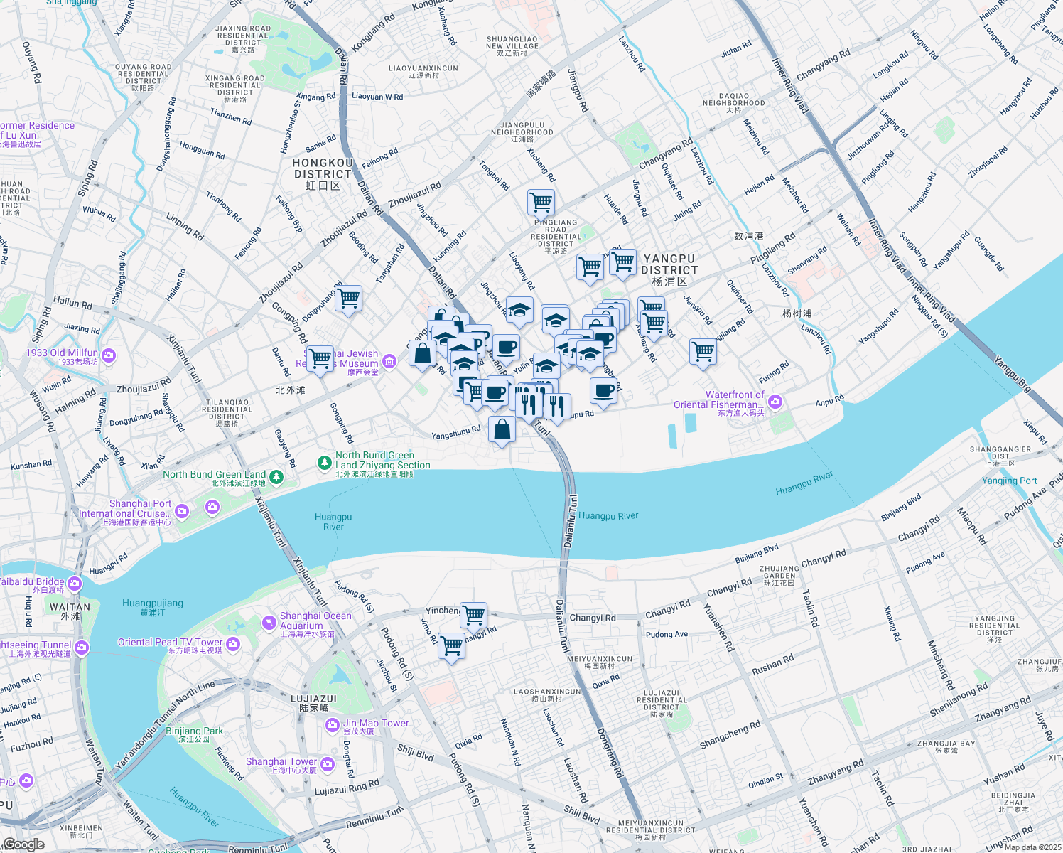 map of restaurants, bars, coffee shops, grocery stores, and more near in 