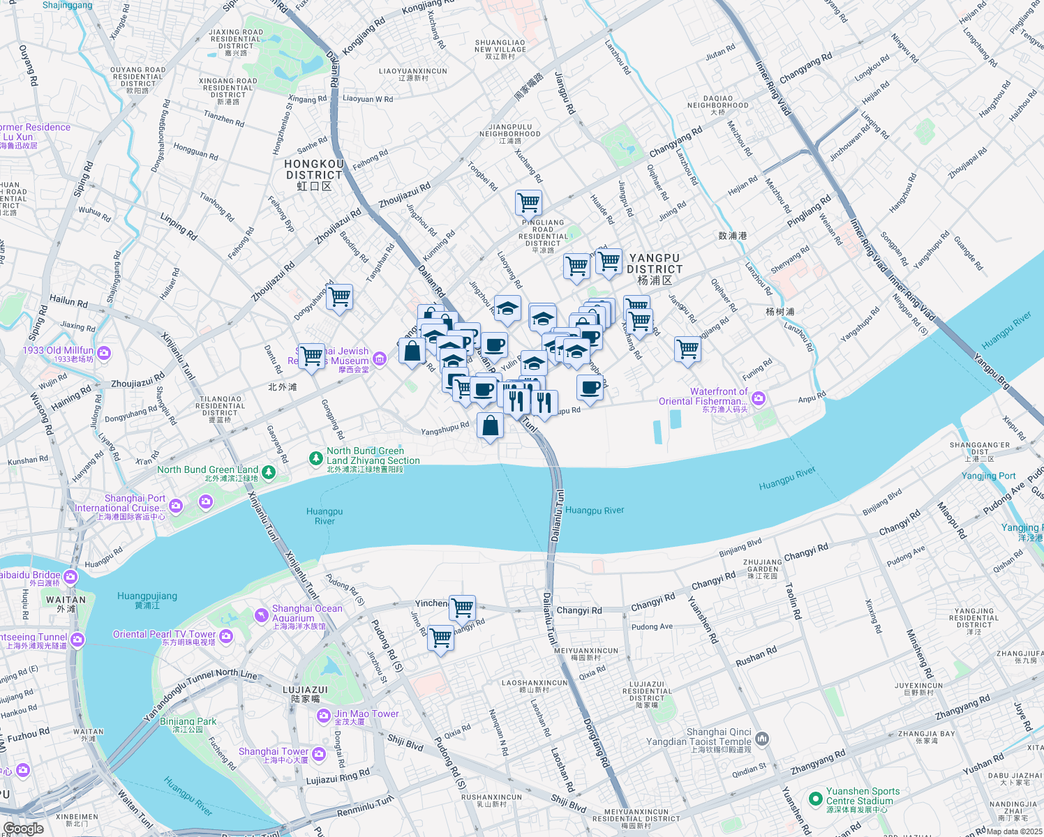 map of restaurants, bars, coffee shops, grocery stores, and more near in 