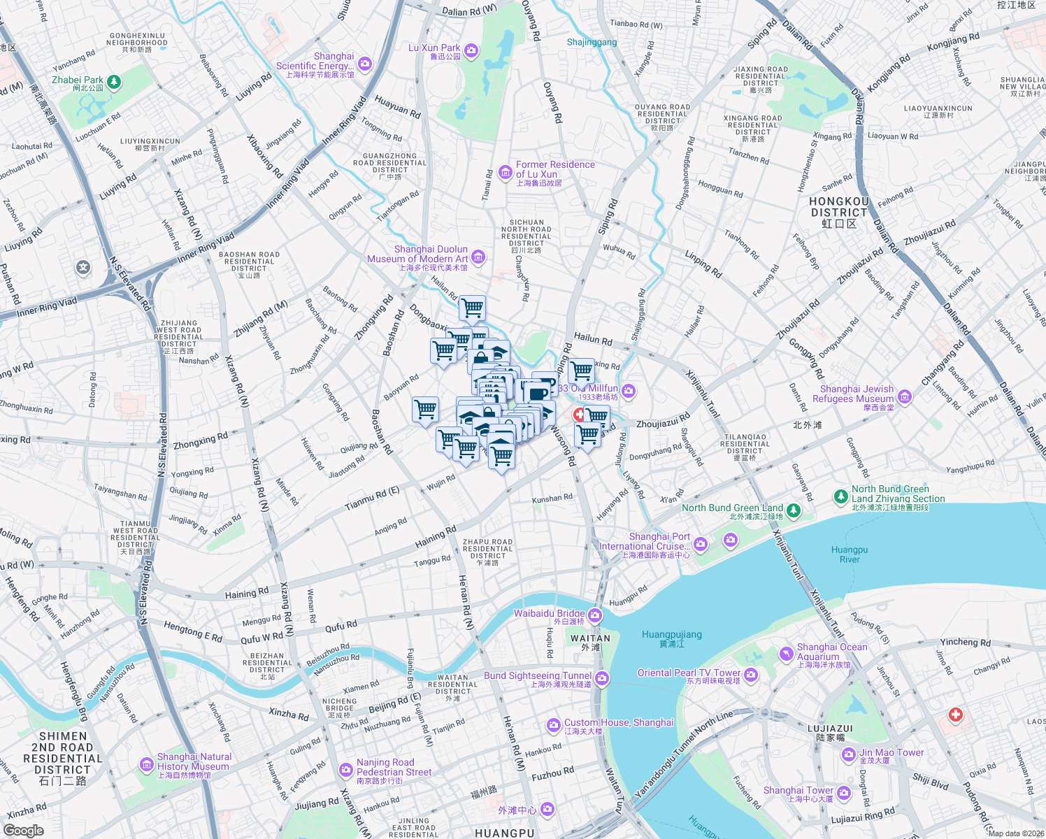 map of restaurants, bars, coffee shops, grocery stores, and more near in 