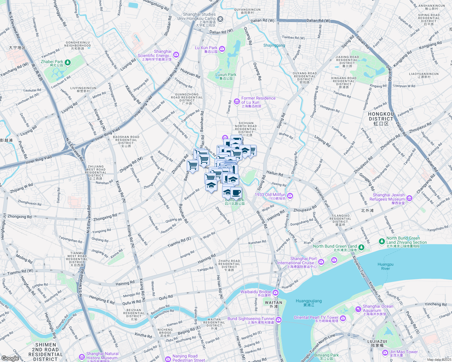 map of restaurants, bars, coffee shops, grocery stores, and more near in 