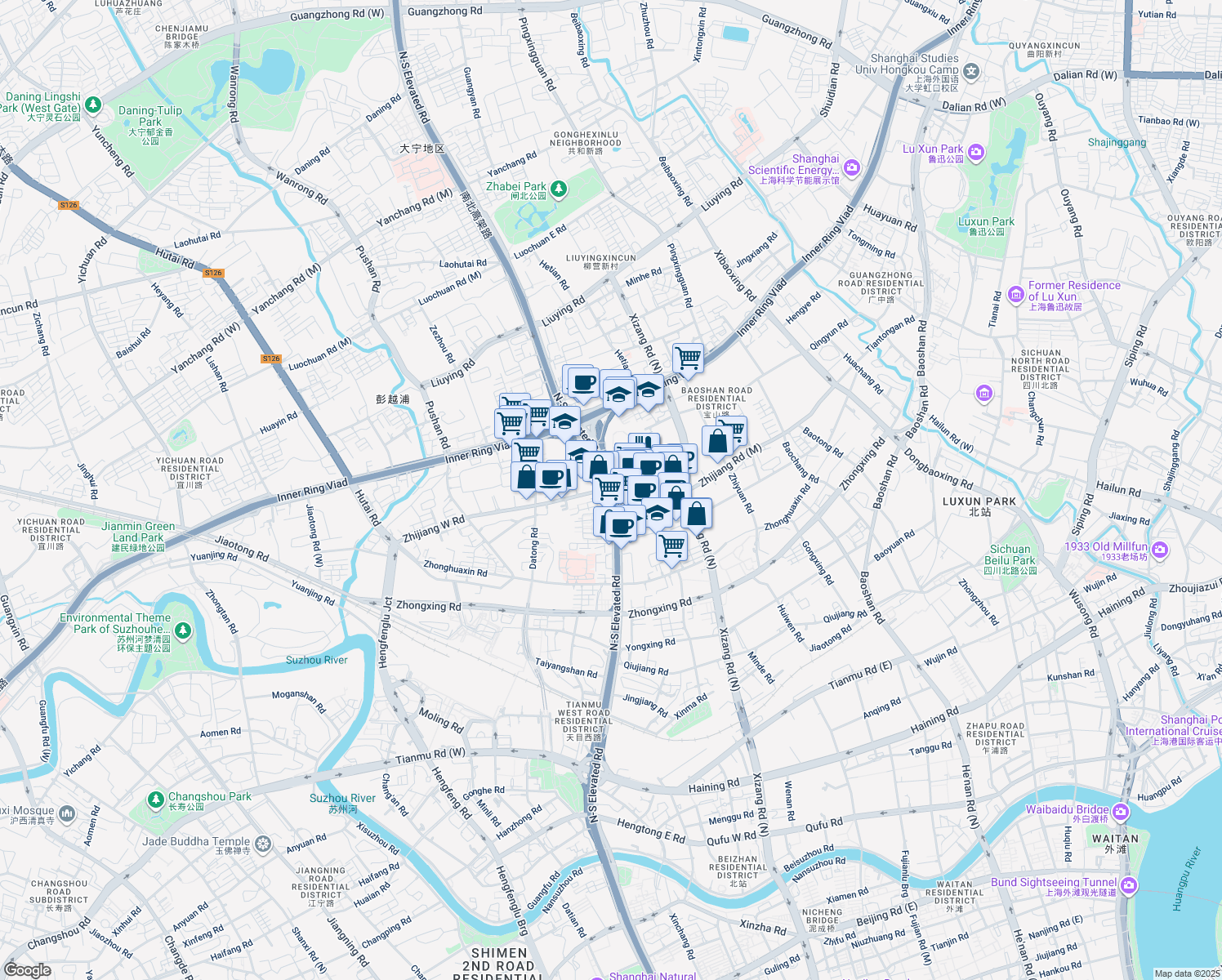 map of restaurants, bars, coffee shops, grocery stores, and more near in 