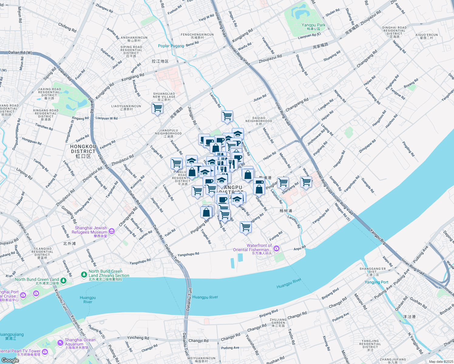 map of restaurants, bars, coffee shops, grocery stores, and more near in 