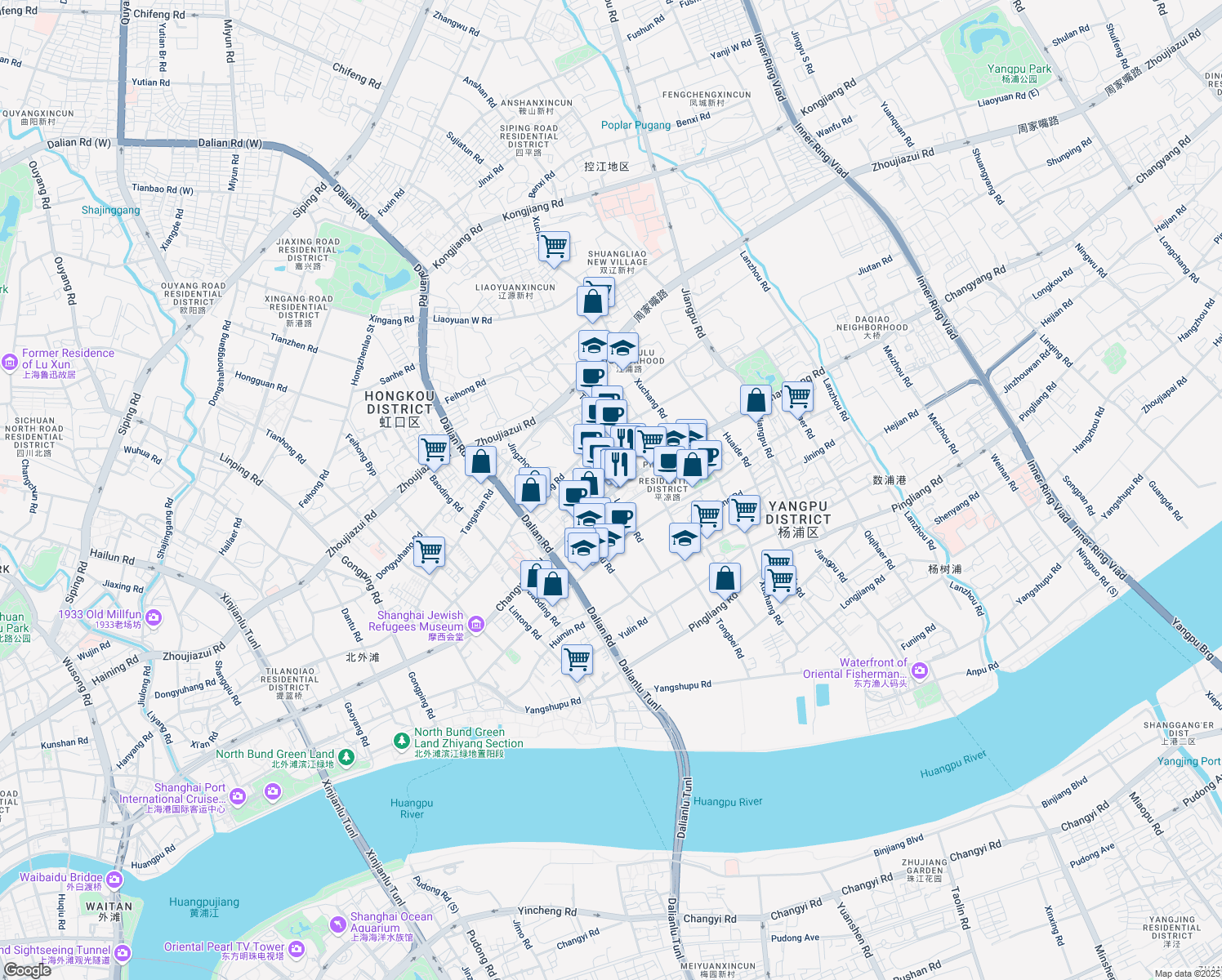 map of restaurants, bars, coffee shops, grocery stores, and more near in 
