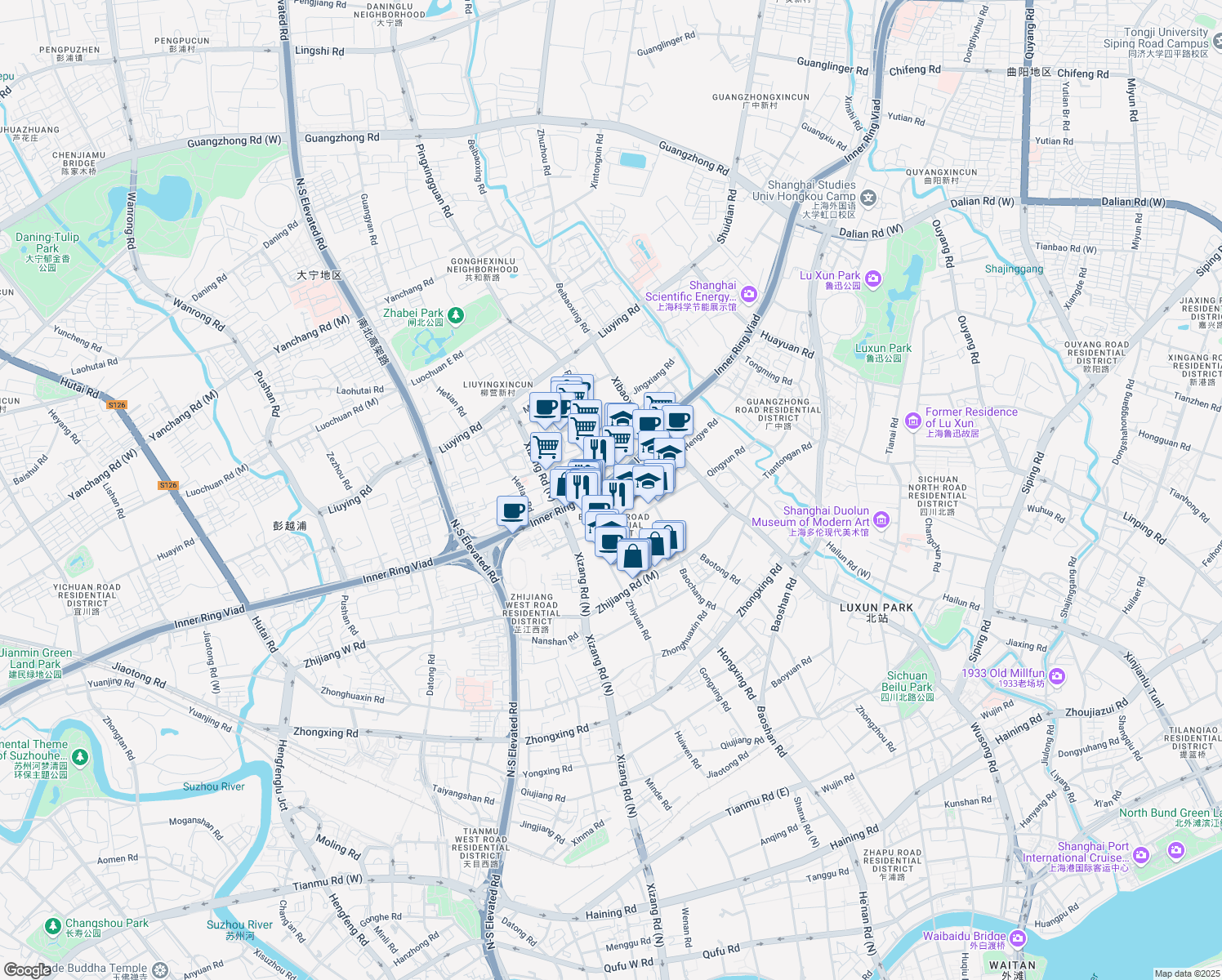 map of restaurants, bars, coffee shops, grocery stores, and more near in 