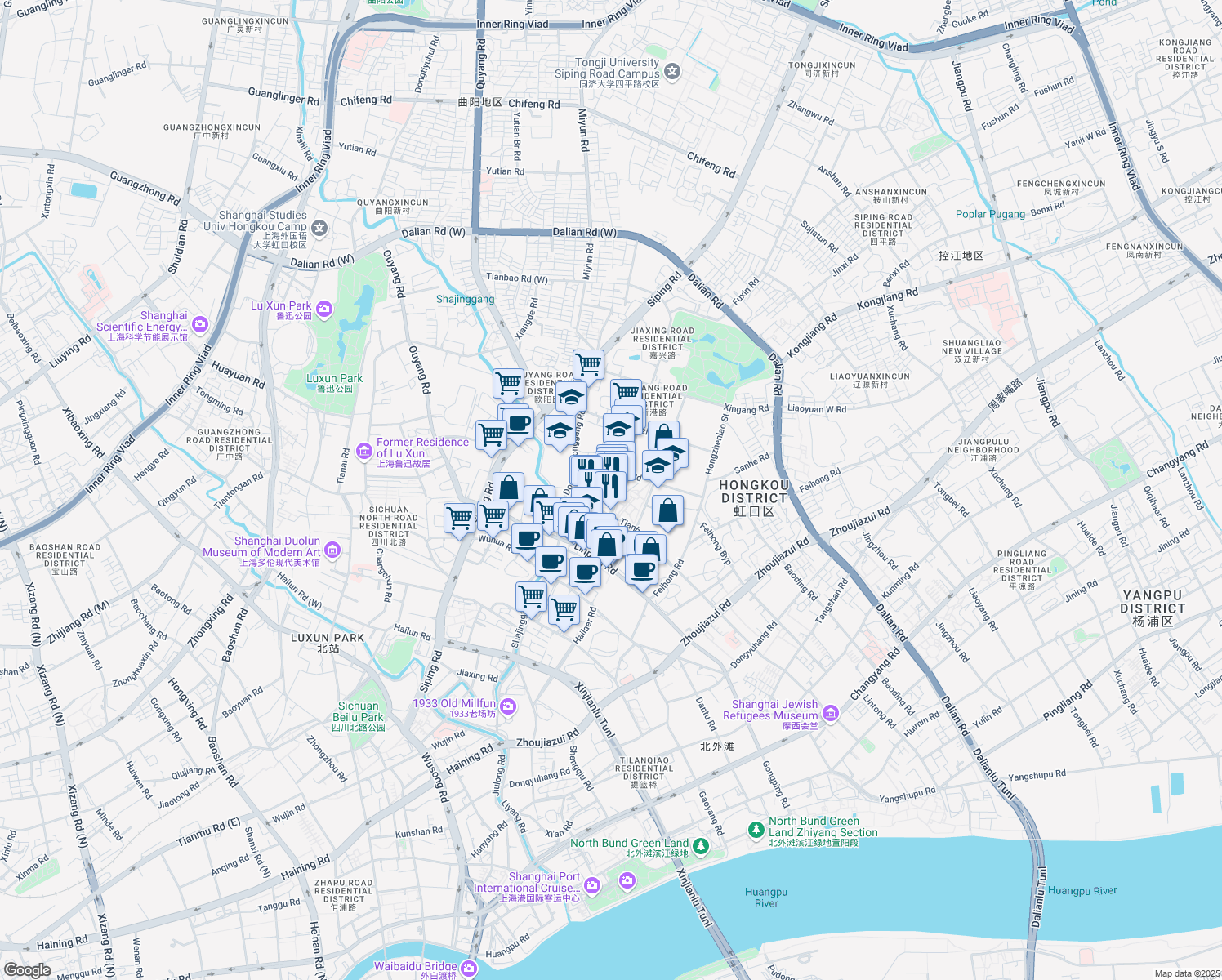 map of restaurants, bars, coffee shops, grocery stores, and more near in 