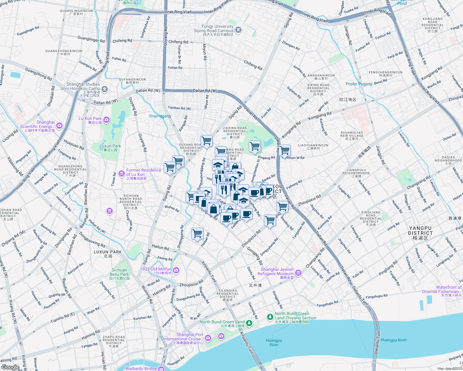 map of restaurants, bars, coffee shops, grocery stores, and more near in 