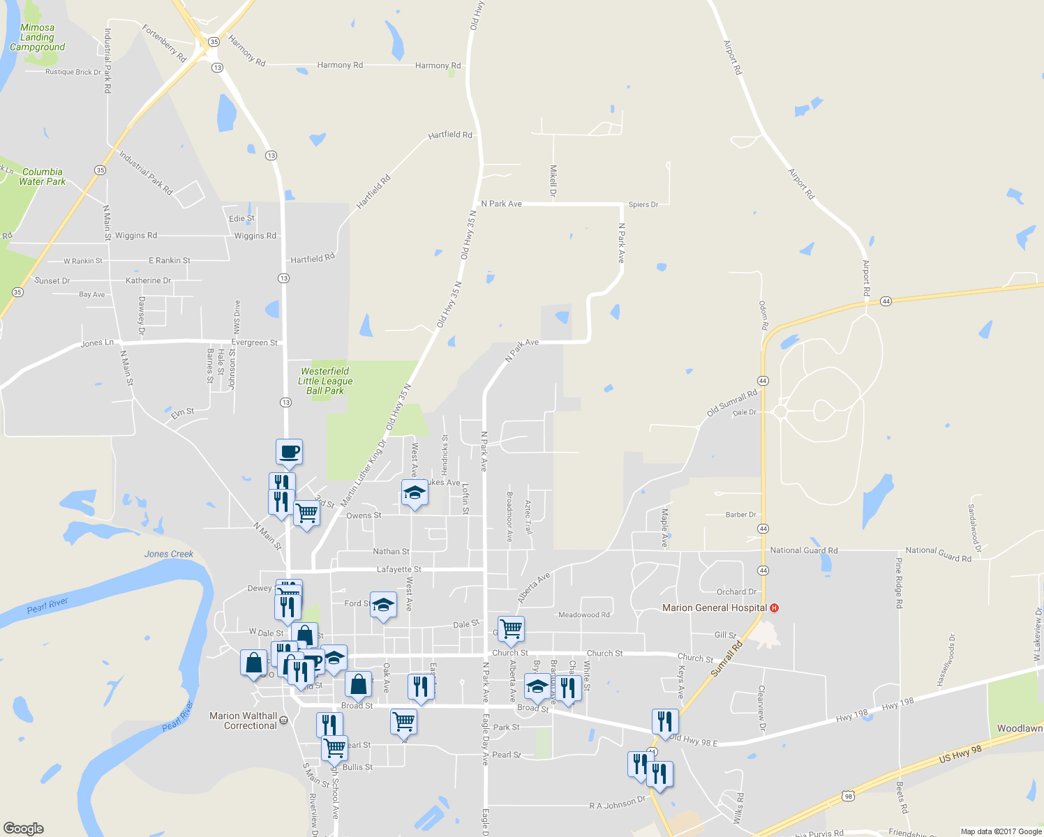 map of restaurants, bars, coffee shops, grocery stores, and more near 1009 Pinehurst Drive in Columbia
