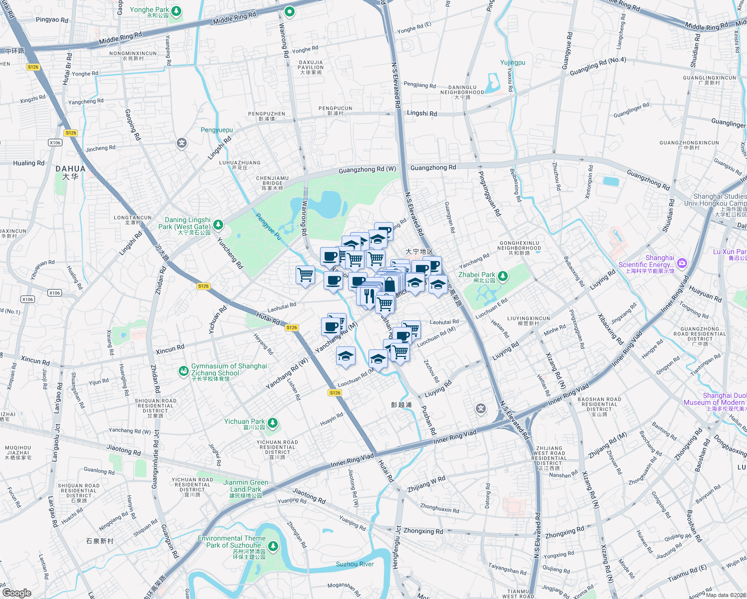 map of restaurants, bars, coffee shops, grocery stores, and more near in 